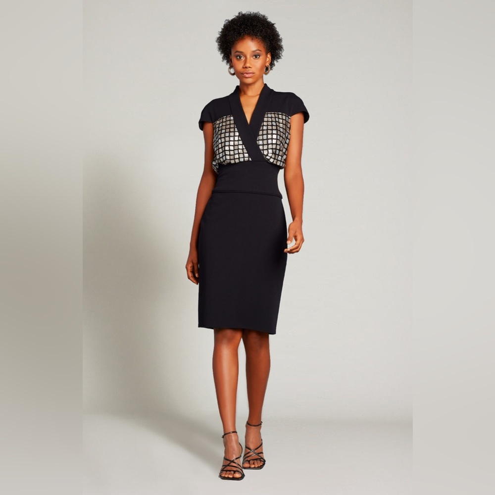 TADASH SHOJI RAKU EMBROIDERED BLOUSON DRESS